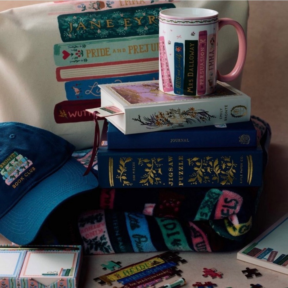 Rifle Paper Co Book Club Navy Blue Embroidered Baseball Cap Bronte Austen NWT - Picture 8 of 8